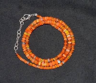 Colar de opala laranja etíope contas de pedra preciosa opala Welo 16"" colar AF0208 - Imagem 1 de 4