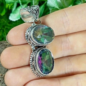 Mystic Rainbow Topaz Pendant 925 Sterling Silver Jewelry Anniversary Jewelry - Picture 1 of 4