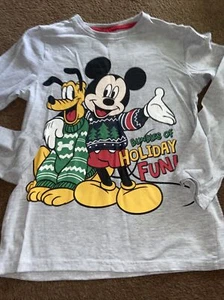 Disney mickey mouse Christmas long sleeved top age 7 - Picture 1 of 2