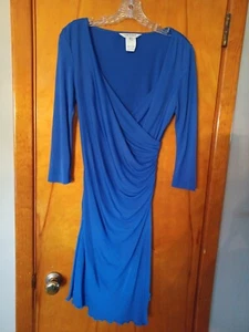 L K Bennett London Royal Blue Ruched Crossover Asymmetr Silk Blend Dress US4/UK8 - Picture 1 of 10