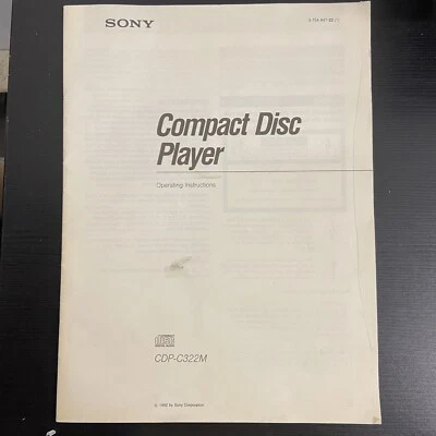Sony  CDP-C322M Paper Manual Only 5 Disc CD Player/Changer - Image 1 of 3