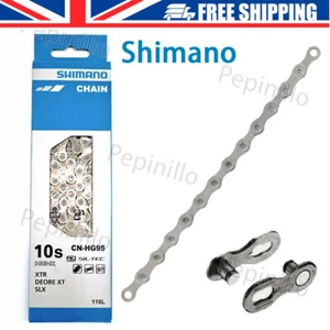 Shimano Deore CN-HG54 10 Speed Chain MTB Bike HG-X 116 Links Chain Quick Link - Zdjęcie 1 z 9