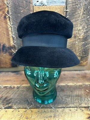 VTG Terry B. Womens Fashion Black 100% Wool Bell Hat Ribbon Size 7 Made in USA - Image 1 of 4