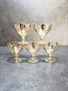Cordial Glasses Gold Stripped Delicate Glass - Picture 1 of 9
