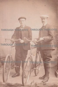 Original photo postcard 2 Edwardian Gentlemen with their bicycles bikes 1906 - Picture 1 of 3