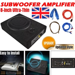 800W 8" Active Underseat Car Bass Box Audio Slim Subwoofer Sub Speaker Amplifier - Picture 1 of 8