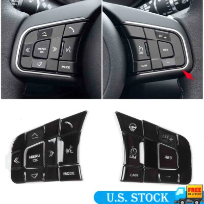 Black Alloy Steering Wheel Button Sticker  For Jaguar XE XF F-PACE E-PACE F-TYPE - Image 1 of 4