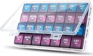 XL Monthly Pill Organizer 1 Time a Day 4 Week Pill Case Compartments Pill Keeper - Picture 1 of 6