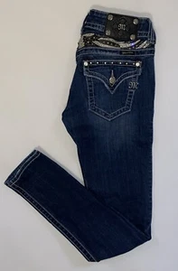 miss me jeans Jp501156 size 27 skinny Womans Blue Embroidered - Picture 1 of 7