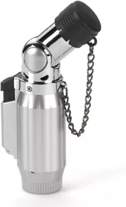 Vertigo Lotus Intimidator Quad Torch Lighter - Brushed Chrome & Chrome - Picture 1 of 1
