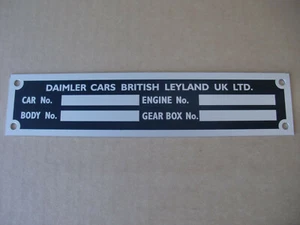 DAIMLER XJ SER 1 & 2 ALLOY REPRO CHASSIS PLATE ( LEYLAND) DCP4 - Picture 1 of 5