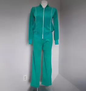 Tuta da jogging vintage marca Active Wear in velluto color verde acqua, piccola - Foto 1 di 22