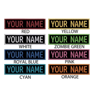 BESTSELLER 4x1 GRÖSSE individuelles NAMENSSCHILD bestickt "Aufbügeln", USA SCHNELLER VERSAND - Bild 1 von 30