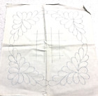 Vintage Stamped Embroidery 12 Quilt Blocks Set Lot White Muslin Plume Big 18x18"