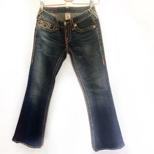 True Religion Jeans Bobby Super T Boot Cut Cotton Size 26 Custom Stitching Y2K - Picture 1 of 8