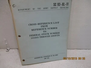 SC 93-XL-11 CROSS REFERENCE LIST DEPARTMENT OF THE ARMY - Picture 1 of 7