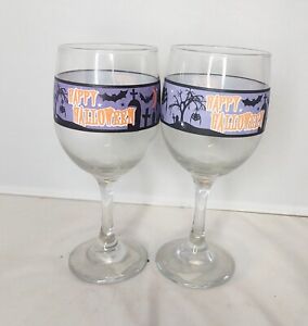 Purple Wine glasses set drinking glass goblet cup Halloween Autumn Fall Decor