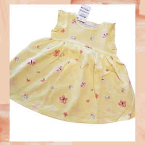 Girl's First Impressions Yellow Butterfly Flutter Sleeve Tank Dress Size 3-6 Mo - Picture 1 of 1