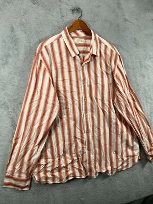 ISLANDER Mens 2XL Shirts Brown Button Up Long Sleeve Striped Cotton Western - Image 1 of 4