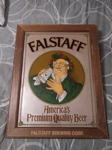Vintage Falstaff Brewing Corp Man Mirror Sign Framed. Man Cave Vhtf - Picture 1 of 13