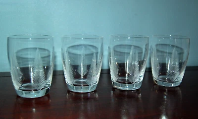 Set of Four Stuart Crystal Woodchester Fern Pattern Whisky Glasses - image 1 of 4