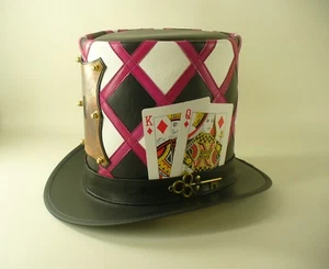 MAD HATTER'S HANDCRAFTED GENUINE LEATHER & COPPER LOCK TALL TOP HAT MASTERPIECE - Picture 1 of 4