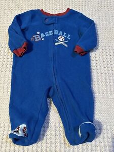 Little Wonders Blue Baseball Outfit Foot Pajamas 0-3 Months