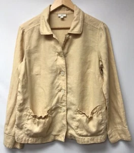 J Jill Womens Size Small Light Weight Blazer Jacket Yellow Linen Pockets - Picture 1 of 10