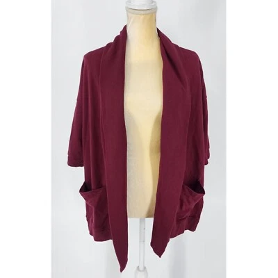 American Eagle Cardigan Women's Sz XS/S Pockets Open Burgundy French Terry Shawl - Image 1 of 4