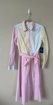 Charter Club Shirt Dress Women Rainbow Stripe Vacay Preppy Vacay Medium NWT - Image 1 of 4