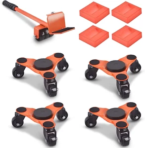 Furniture Movers Wheels 3 Wheel Dolly 4 Pack Lifter 6 Inch Steel Tri Dolly - Bild 1 von 12