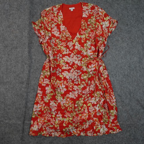 VETEMENTS Abito donna J. Jill grande avvolgente floreale scollo a V mini rosso femminile manica corta