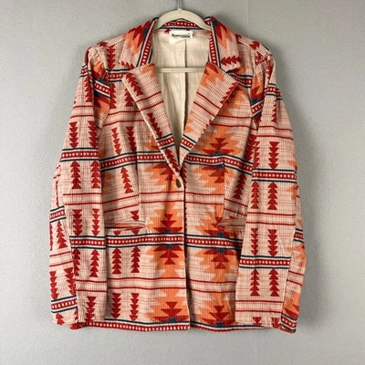 Chaqueta Blazer Savanna Jane Pana Mujer Grande Naranja Azteca Tribal Suroeste Foto 1 de 4