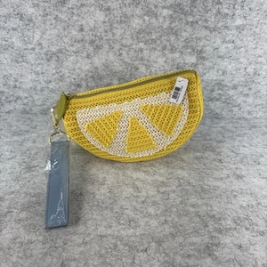 Bath & Body Works Lemon Wristlet Cosmetic Bag Makeup Zippered Strap Wedge Pouch - Picture 1 of 8