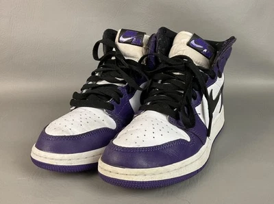 Nike Air Jordan 1 Mid Shoes Youth Size 4Y Court Purple White Black 575441-500 - Image 1 of 4