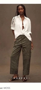 NWT Anthropologie Pilcro Utility Drawstring Pocket Pants size XS Green - Picture 1 of 10
