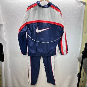 Traje de chándal vintage Nike años 90 calentamientos para hombre XL azul marino blanco naranja castaño rojizo fresco 2751 - Imagen 1 de 16