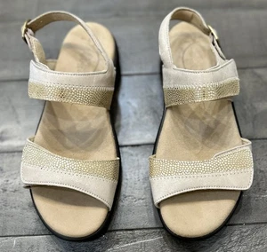 SAS Women's Slingback Strap Sandals Leather Tri Pad Comfort Tan Shimmer 6.5W NEW - Picture 1 of 7