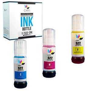 Paquete de 3 botellas de tinta de color compatibles con CMYi 522 para Epson EcoTank ET2720 ET4800 - Imagen 1 de 7
