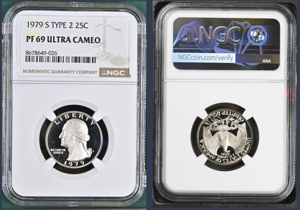 1979 S Type 2 Proof Washington Quarter graded PF 69 Ultra Cameo by NGC!  - Image 1 of 1