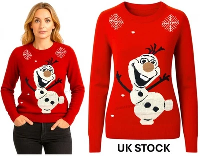 Christmas Xmas Jumper Ladies Knitted Snowman Womens Novelty Sweater Warm NEW - Image 1 of 4