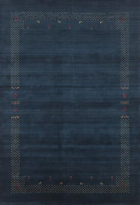 Artisan-crafted Navy Blue Gabbeh Rug Wool Handmade Carpet 8x10 for Living Room - Picture 1 of 13
