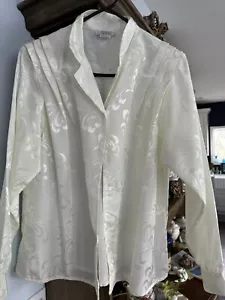 Blusa Vintage~Hayward Jones~Crudo Satinado Brillante 2X Estampado Floral Iridiscente - Imagen 1 de 4