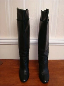 Zapatos de mujer Yves Saint Laurent 8 M botas altas a la rodilla cuero negro talla 38 - Imagen 1 de 9
