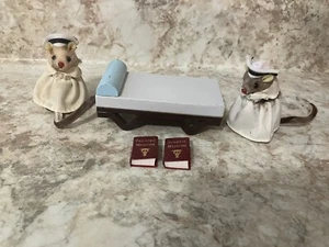 Vintage Original Fur Toys West Germany Whimsical 2 Mice "Nurse" 2" and extras - Picture 1 of 9