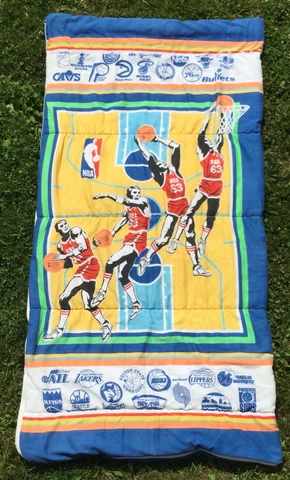 OLD VTG NBA BASKETBALL SLEEPING BAG TEAM BULL KNICK LAKER MAGIC CHILD BEDDING Cover