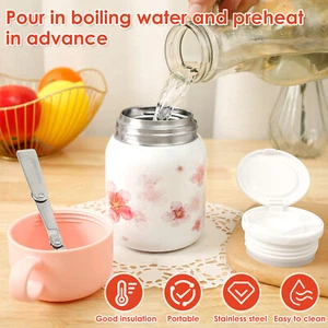 Insulated Food Jar with Foldable Spoon 500ml/17oz Insulated Soup Cup 316 tervf - Picture 1 of 12
