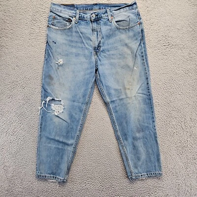 Levis 550 '92 Jeans Mens 36x29 Blue Distressed Denim Tapered Leg Medium Wash - Image 1 of 4