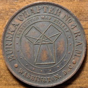 Washington DC Eureka Capítulo Masónico Penny Dispositivo Visual Pitagórico Forma Ficha - Imagen 1 de 4