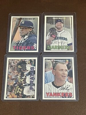 2016 Topps Heritage Reverse Flip Stock Lot (4) Alex Rodriguez, Maybin, Miley /5! - Image 1 of 2